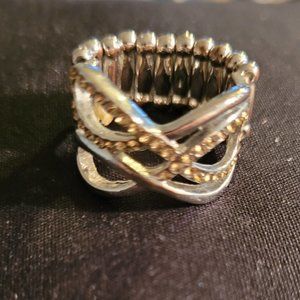 Paparazzi Silver Toned Ring with Adjustable Band and Sparkling Twist Knot Design